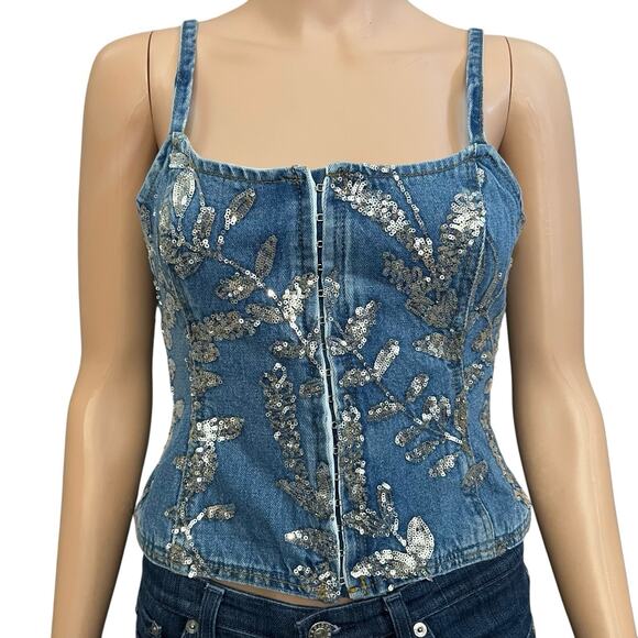 Top Corset Strass Pour Femme - Bustier Désossé Fête, Soirée, Discothèque (manches Courtes Mousseline)